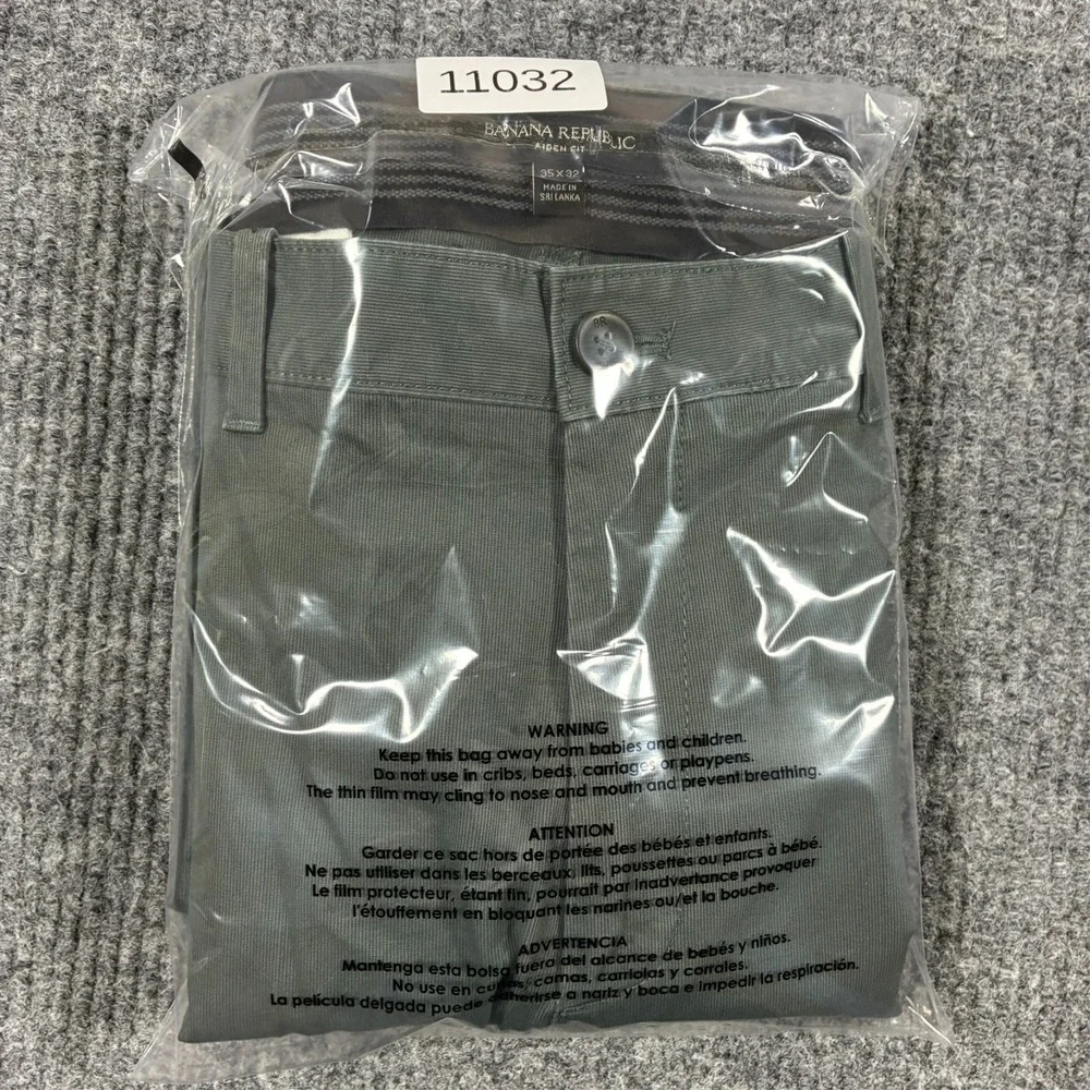 Banana Republic Aiden Chino Pants Mens 35x32 Green Slim Fit Casual Stretch